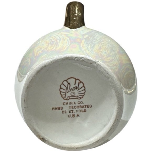 Pearl China Co Lusterware Hand Crafted 22K Gold USA Tray, Creamer, Vase - Picture 2 of 13